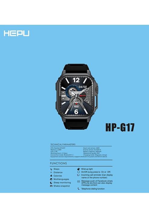 Hepu™ Multifunctional Smart Watch | Fitness Tracker, Bluetooth Calls & Health Monitor